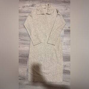 Abercrombie & Fitch Neutral Knit Long-Sleeve Sweater Dress